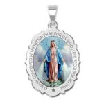 Sterling-Silver Scalloped Oval Miraculous Medal (Medal only) Item# 432PG70171