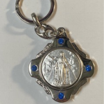 Miraculous-Medal-Keychain-with-Blue-Stones