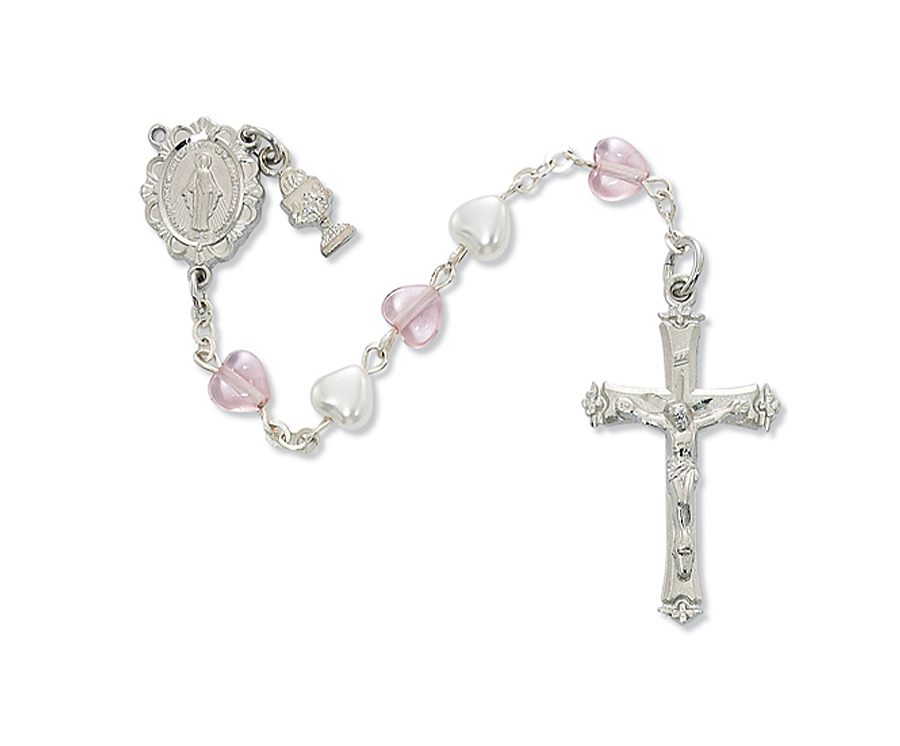 Pink & Pearl Hearts Miraculous Communion Rosary