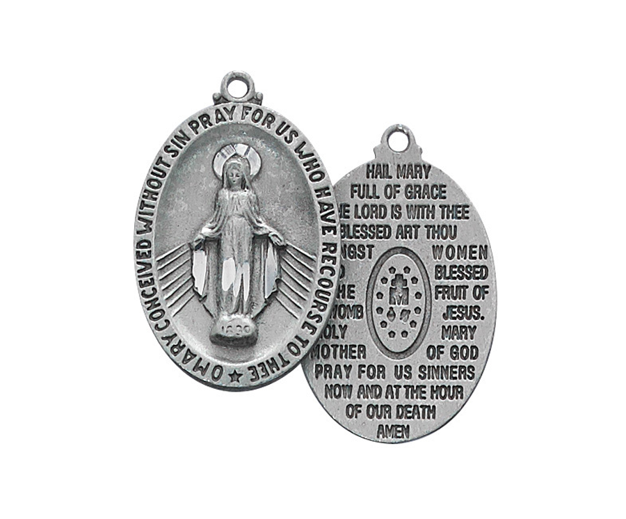 Pewter Hail Mary Miraculous Medal