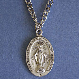 Pewter Miraculous Medal with chain