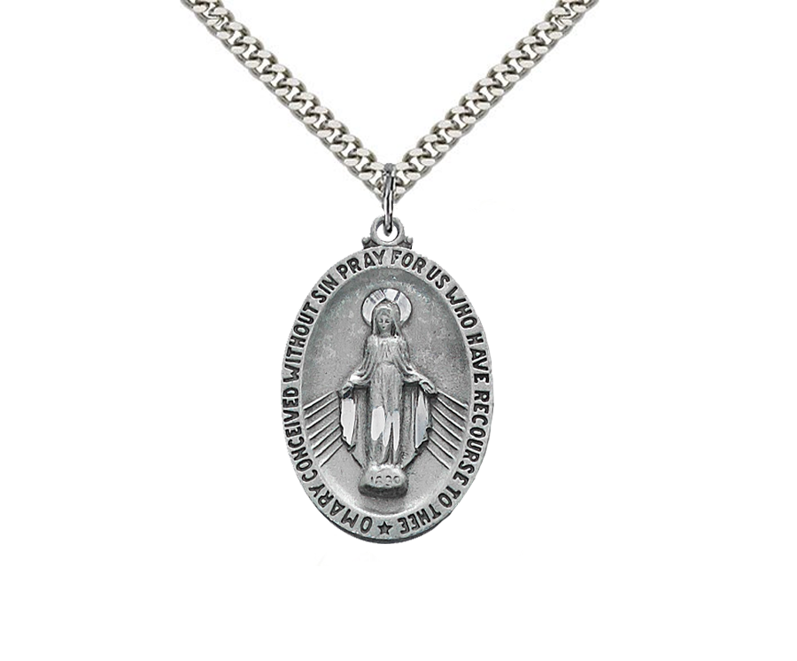 Pewter Hail Mary Miraculous Medal