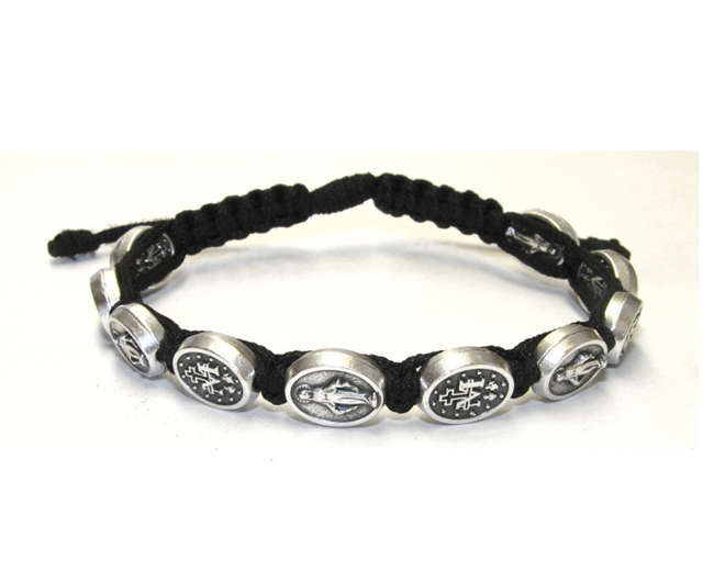 Miraculous Medal Black Corded Rosary Bracelet The Miraculous Medal