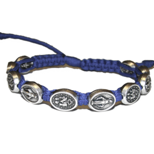 Miraculous Medal Blue Corded Rosary Bracelet