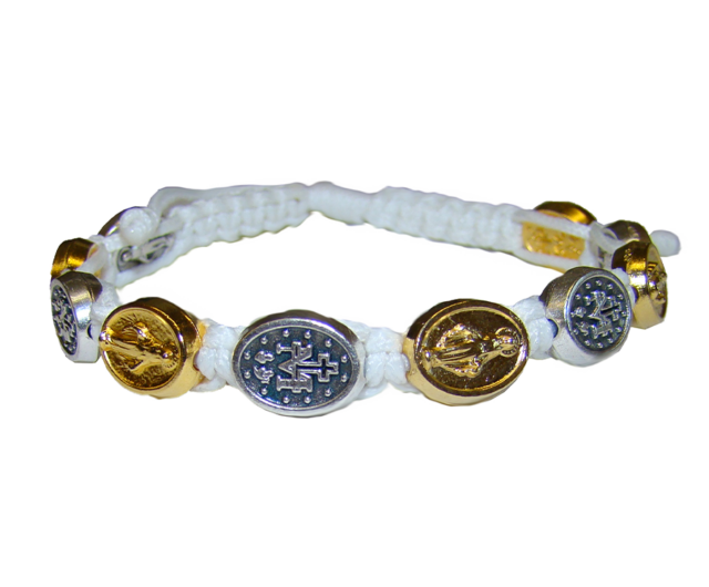 Miraculous Medal White Corded Rosary Bracelet The Miraculous Medal