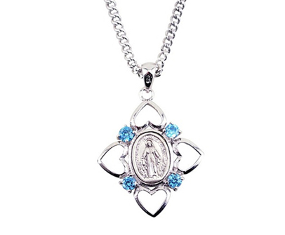 Blue Hearts Miraculous Medal necklace