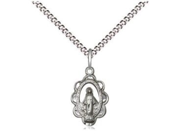 Miraculous Medal Scalloped Oval - 10K/14K Gold Or Sterling Silver, 3 Sizes Available 2 thumbnail image