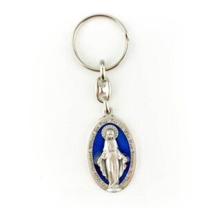 Blue Enamel Miraculous Medal Key Chain