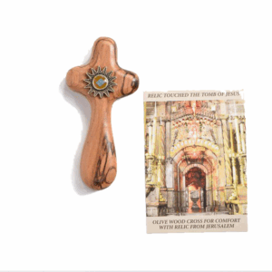Olive Wood Comfort Cross with Relic