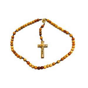 Brazilian Wood Miraculous Medal Rope Rosary