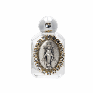 Beautiful Miraculous Medal Swarovski Crystal Glass Holy Water Bottle