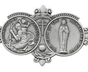 Silver Auto Visor Clip St. Chris and Our Lady of the Highway
