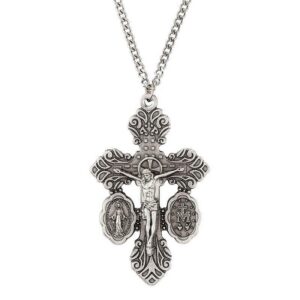 Blessed Mother and Miraculous Dual Medal Crucifix Pendant