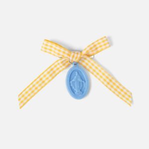 Miraculous Medal Yellow Gingham Bow