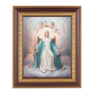 Queen of Heaven Print in Cherry Frame with Gold Trim