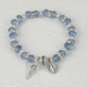Light Blue Crystal Rosary Bracelet