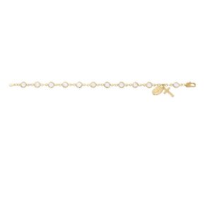 Gold Plated Miraculous Medal Crystal Stone Bracelet