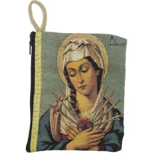 Tapestry Rosary Pouch with Seven Sorrows Design