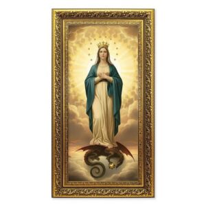Mary Immaculate of The Sun Gold Leaf Framed Art Print