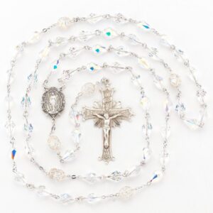 Crystal Tear Shape Miraculous Medal Rosary