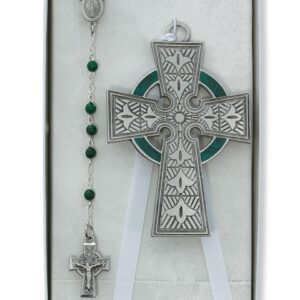 Celtic Crib Cross and Rosary Set