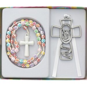 Guardian Angel Crib Cross and Rosary Set