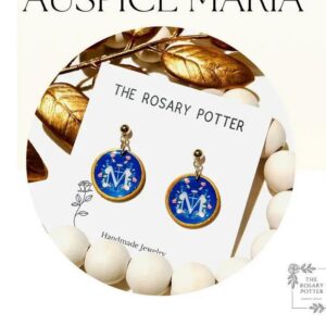 Blue Mary Monogram Auspice Maria Earrings